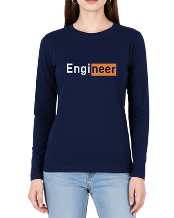 Navy Blue Printed Full Sleeves Tee – Jersey Fabric, Classic Fit, Everyday Comfort (Code 4363)