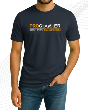 Premium Navy Blue Printed T-Shirt/Tee for Men – Cotton Jersey Fabric (Code 4297)