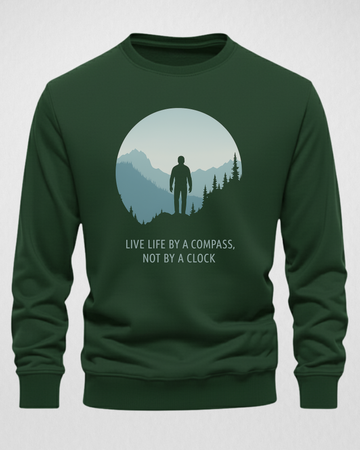 Bottle Green Men's Printed Sweatshirt – Warm and Stylish Fleece (Code 4398)