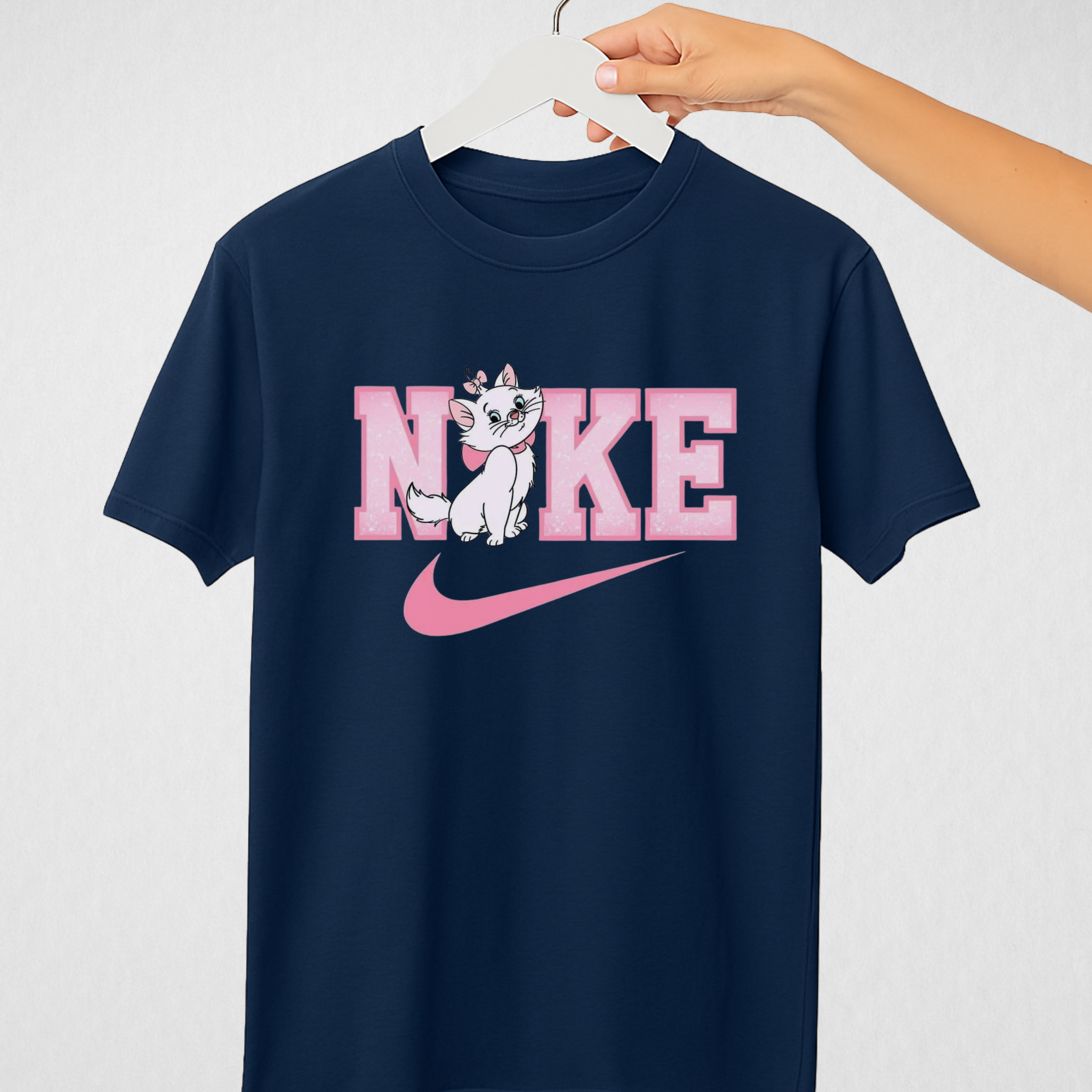 Navy Blue Women’s Printed Tee – Jersey Fabric, Classic Fit, Everyday Comfort (3719)