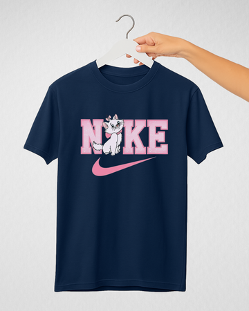 Navy Blue Women’s Printed Tee – Jersey Fabric, Classic Fit, Everyday Comfort (3719)