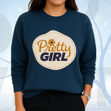 Navy Blue Women's Printed Sweatshirt – Warm and Stylish Fleece (3480)