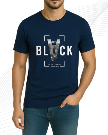 Premium Petroleum Blue Printed T-Shirt/Tee for Men – Cotton Jersey Fabric (3422)