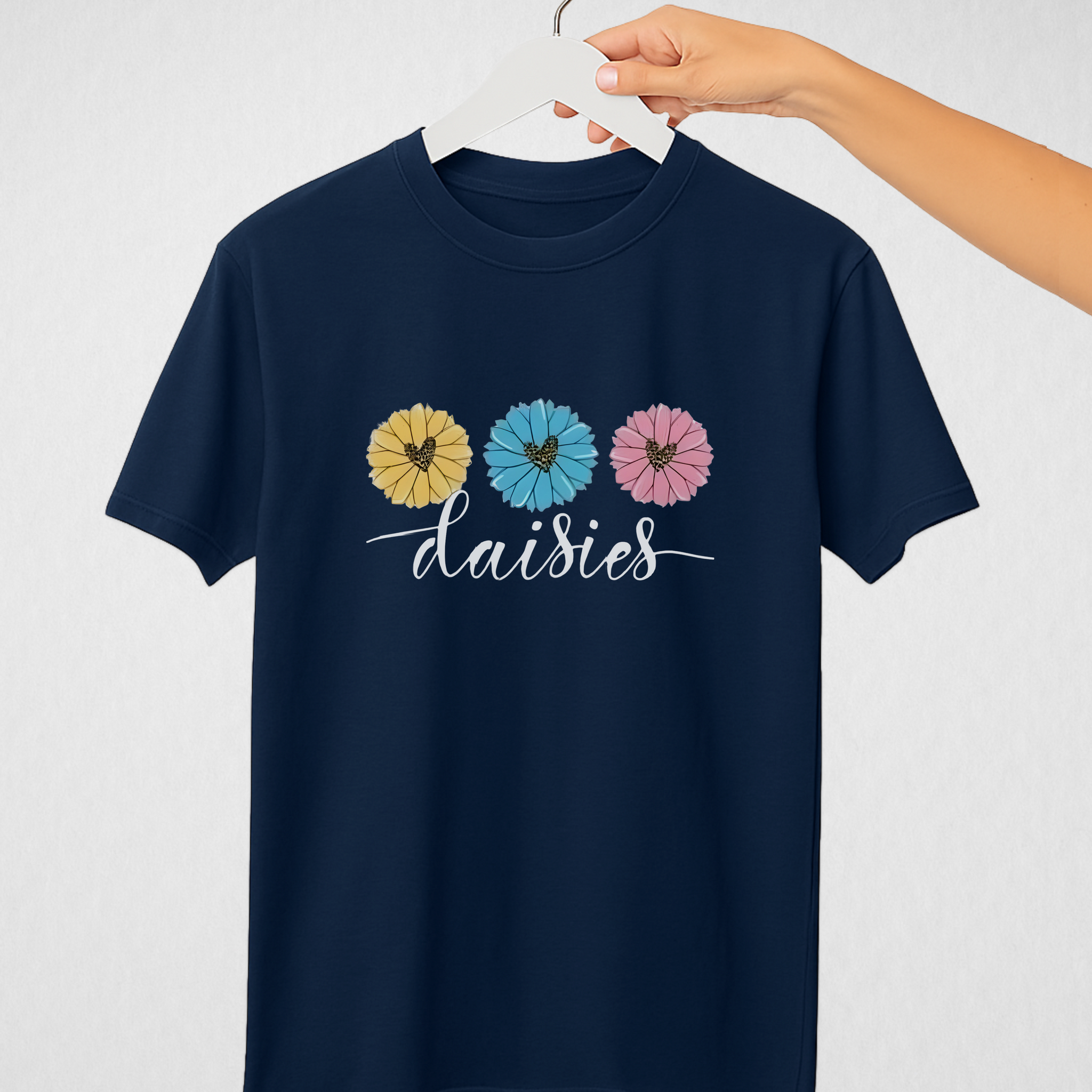Navy Blue Women’s Printed Tee – Jersey Fabric, Classic Fit, Everyday Comfort (3720)