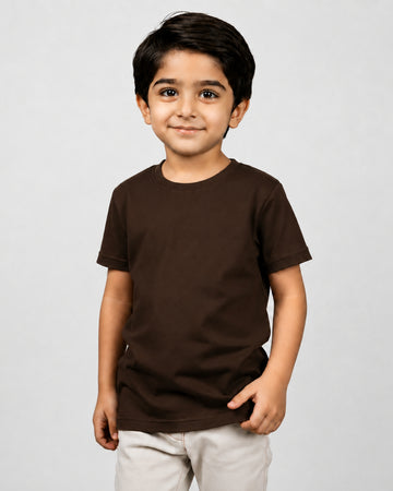 Premium Boys Dark Brown Cotton Jersey T-Shirt (Code 5455)