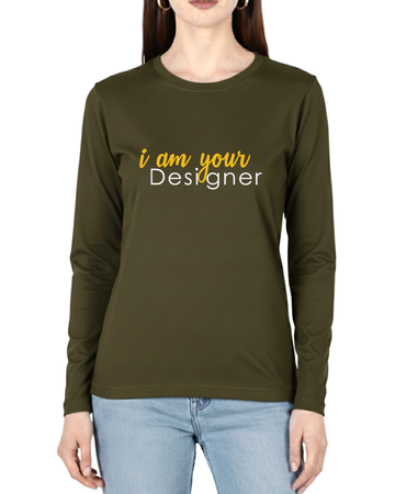 Olive Printed Full Sleeves Tee – Jersey Fabric, Classic Fit, Everyday Comfort (Code 4339)
