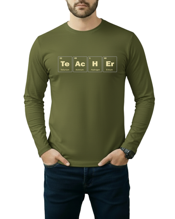 Olive Printed Men’s Full Sleeves Tee – Jersey Fabric, Classic Fit, Everyday Comfort (Code 4276)