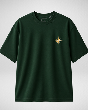 Bottle Green Men's Printed Drop Shoulder Tee– Code 6050)