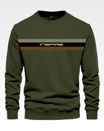 Olive Men's Printed Sweatshirt – Warm and Stylish Fleece (Code 4636)