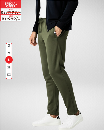 Only LARGE Size – Olive Men's Trousers – Comfortable Trousers (Code 4357)