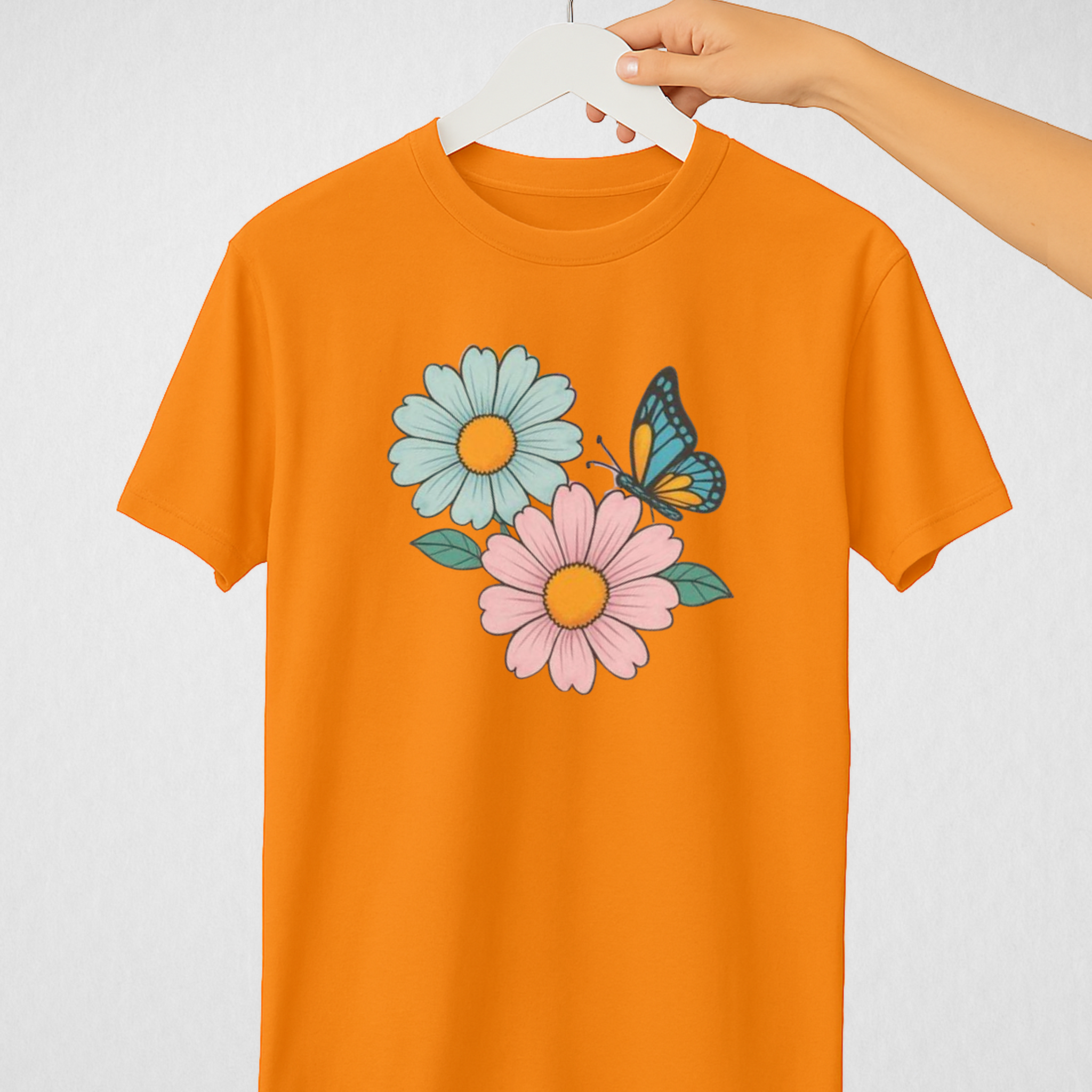 Orange Women’s Printed Tee – Jersey Fabric, Classic Fit, Everyday Comfort (3706)