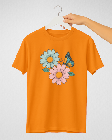 Orange Women’s Printed Tee – Jersey Fabric, Classic Fit, Everyday Comfort (3706)