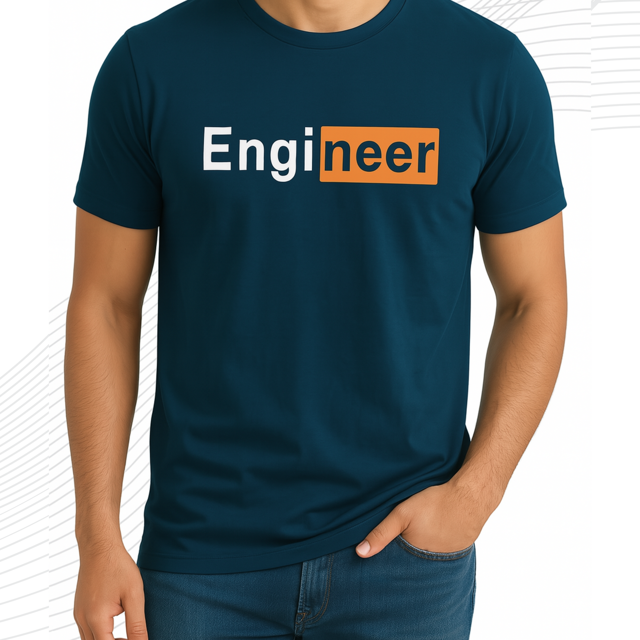 Premium Petroleum Blue Printed T-Shirt/Tee for Men – Cotton Jersey Fabric (3426)