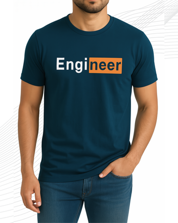 Premium Petroleum Blue Printed T-Shirt/Tee for Men – Cotton Jersey Fabric (3426)
