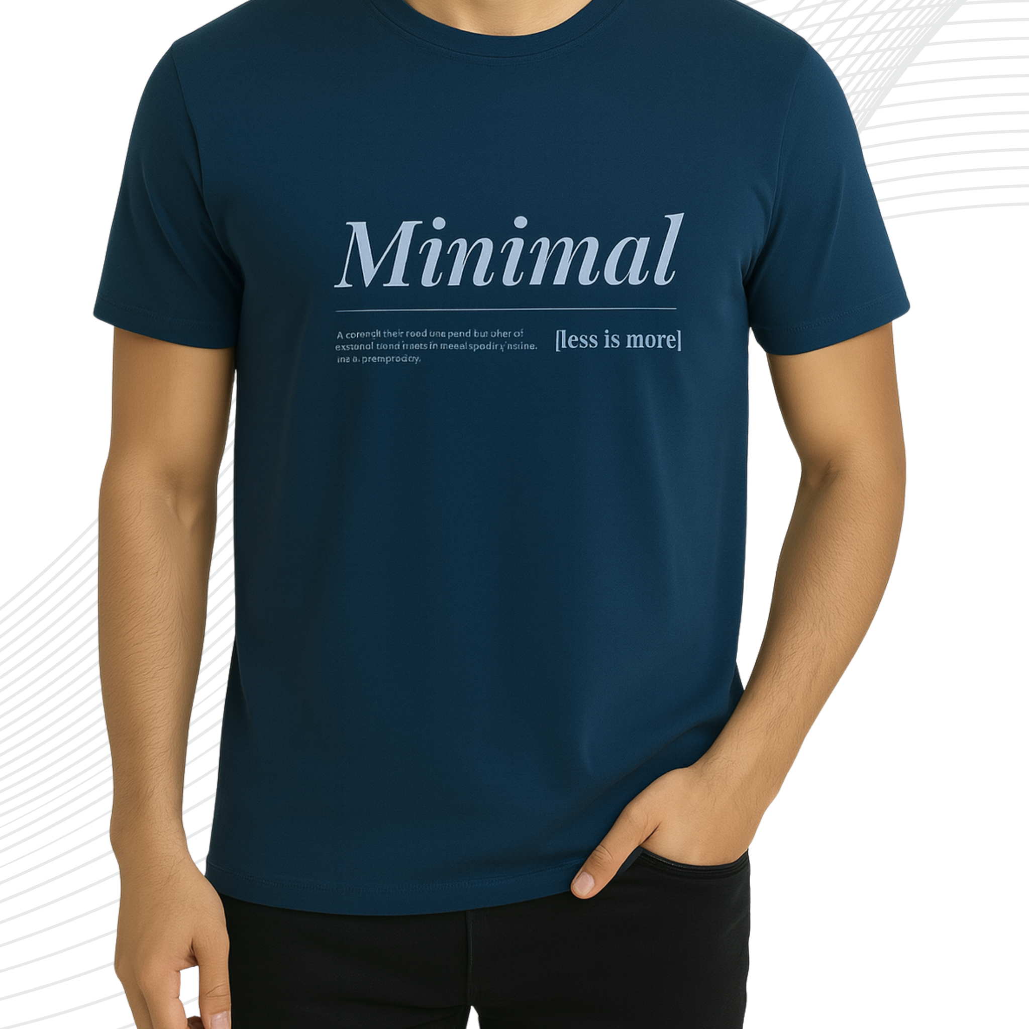 Premium Petroleum Blue Printed T-Shirt/Tee for Men – Cotton Jersey Fabric (3427)
