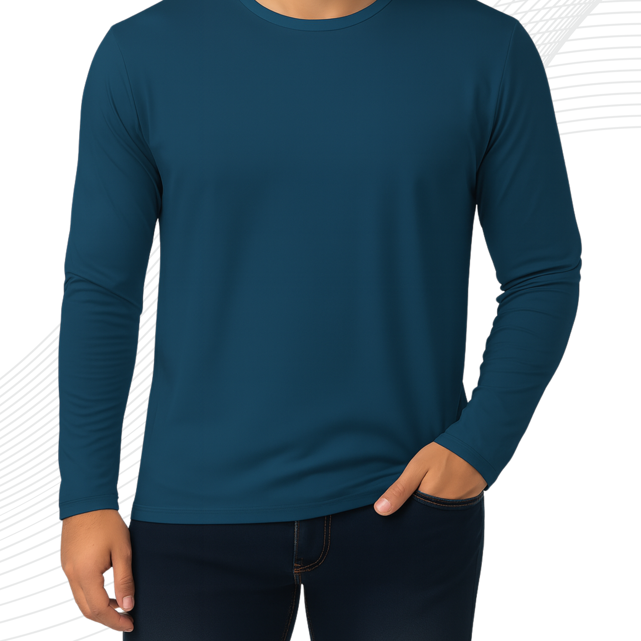 Petroleum Men’s Full Sleeves Tee – Jersey Fabric, Classic Fit, Everyday Comfort (3547)