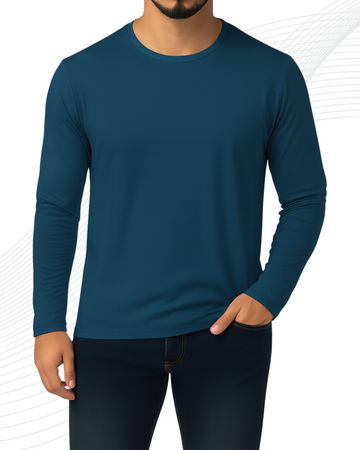 Petroleum Men’s Full Sleeves Tee – Jersey Fabric, Classic Fit, Everyday Comfort (3547)