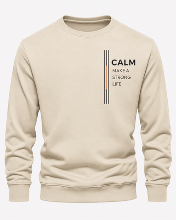 Cream Men's Printed Sweatshirt – Warm and Stylish Fleece (Code 6068)