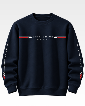 Navy Blue Men's Printed Sweatshirt (Code 6093)