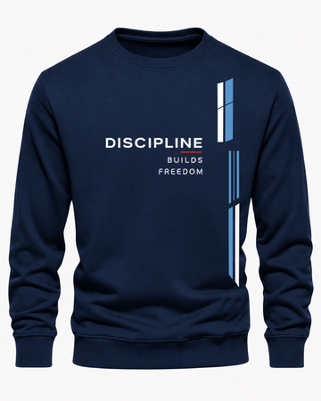 Navy Blue Men's Printed Sweatshirt – Warm and Stylish Fleece (Code 6073)