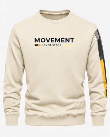 Cream Men's Printed Sweatshirt – Warm and Stylish Fleece (Code 6072)