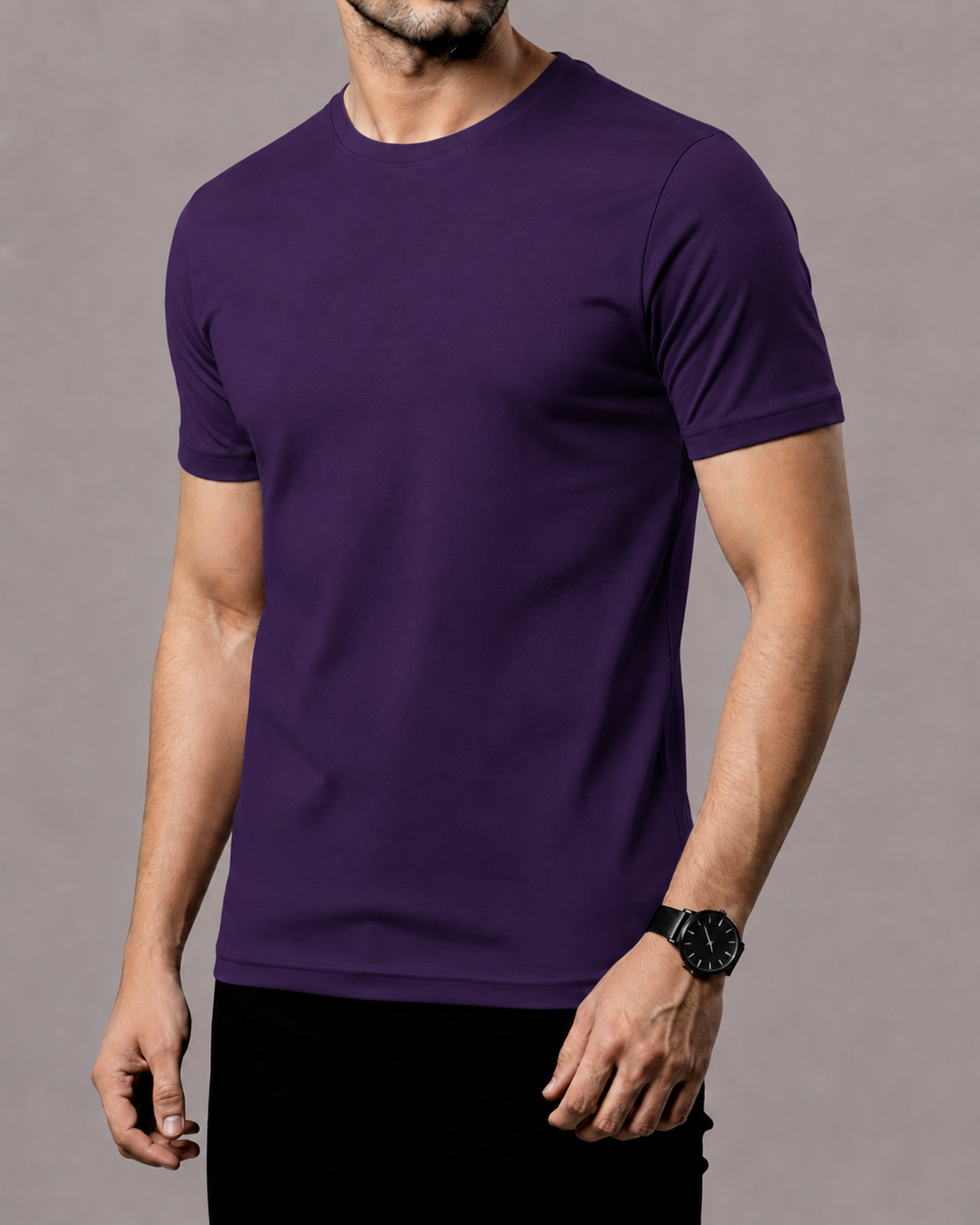 Purple Hs Tshirt crew neck T-shirt for men