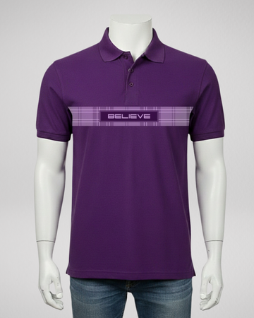 Purple Stripe Printed Polo T-Shirt – Stylish & Comfortable (Code 4691)