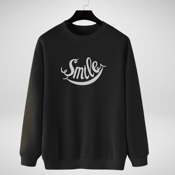 Only LARGE Size – SMILE Black Printed Sweatshirt (Code 4645)
