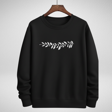 Girls Black  Leaves Printed Winter Sweatshirt (Code 4647)