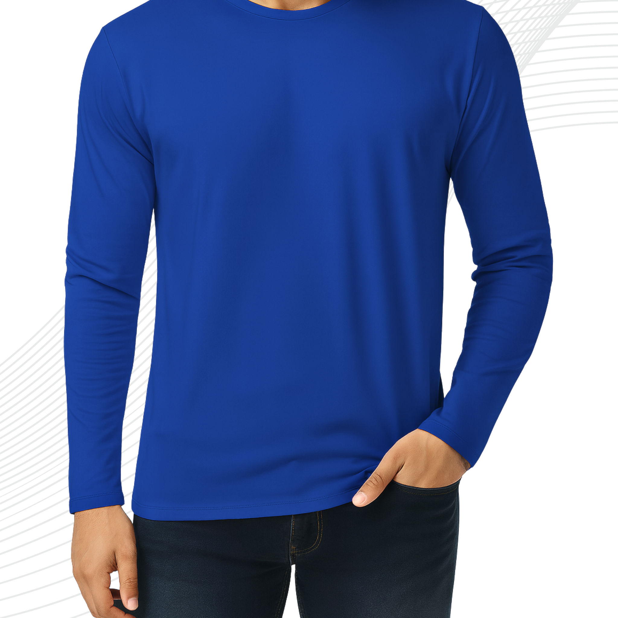 Royal Blue Men’s Full Sleeves Tee – Jersey Fabric, Classic Fit, Everyday Comfort (3542)