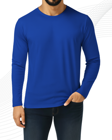 Royal Blue Men’s Full Sleeves Tee – Jersey Fabric, Classic Fit, Everyday Comfort (3542)