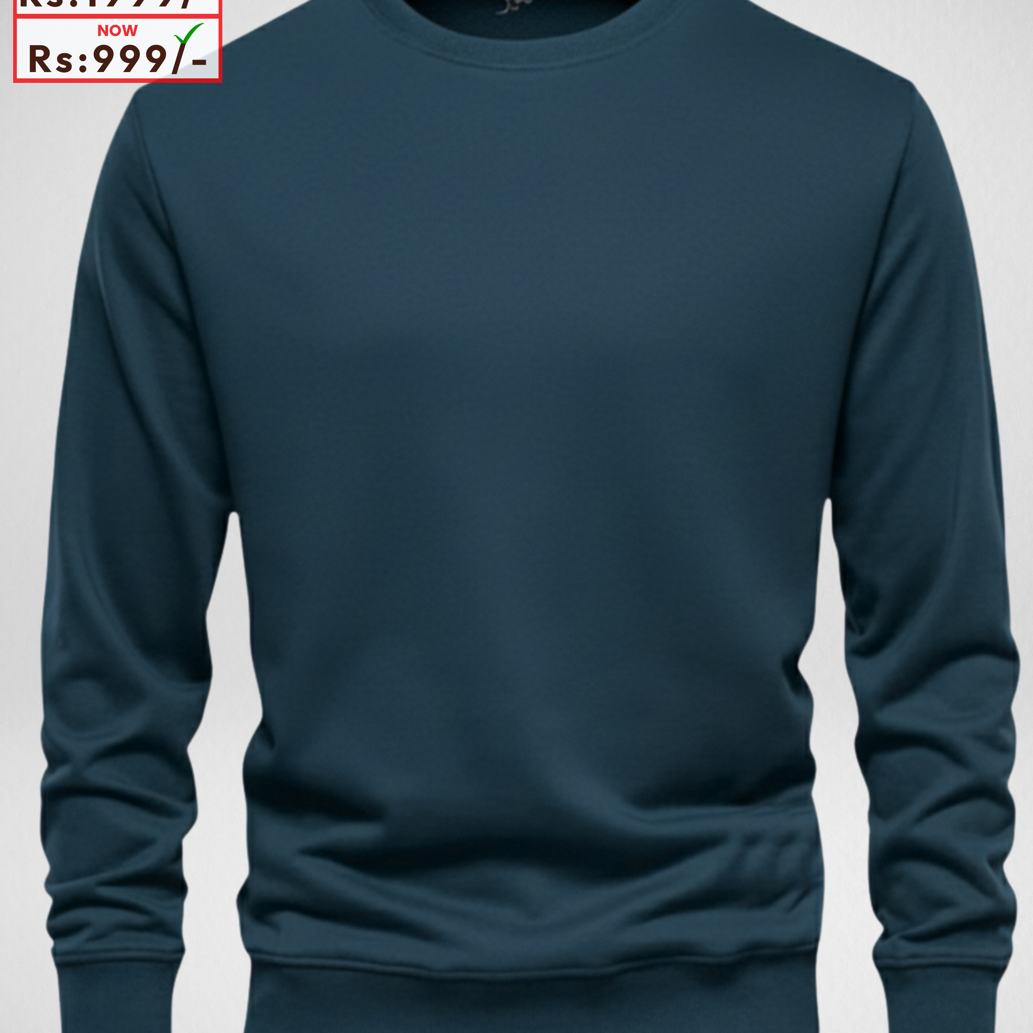 ONLY XL SIZE – Petroleum Blue Basic Sweatshirt (Code 4087)