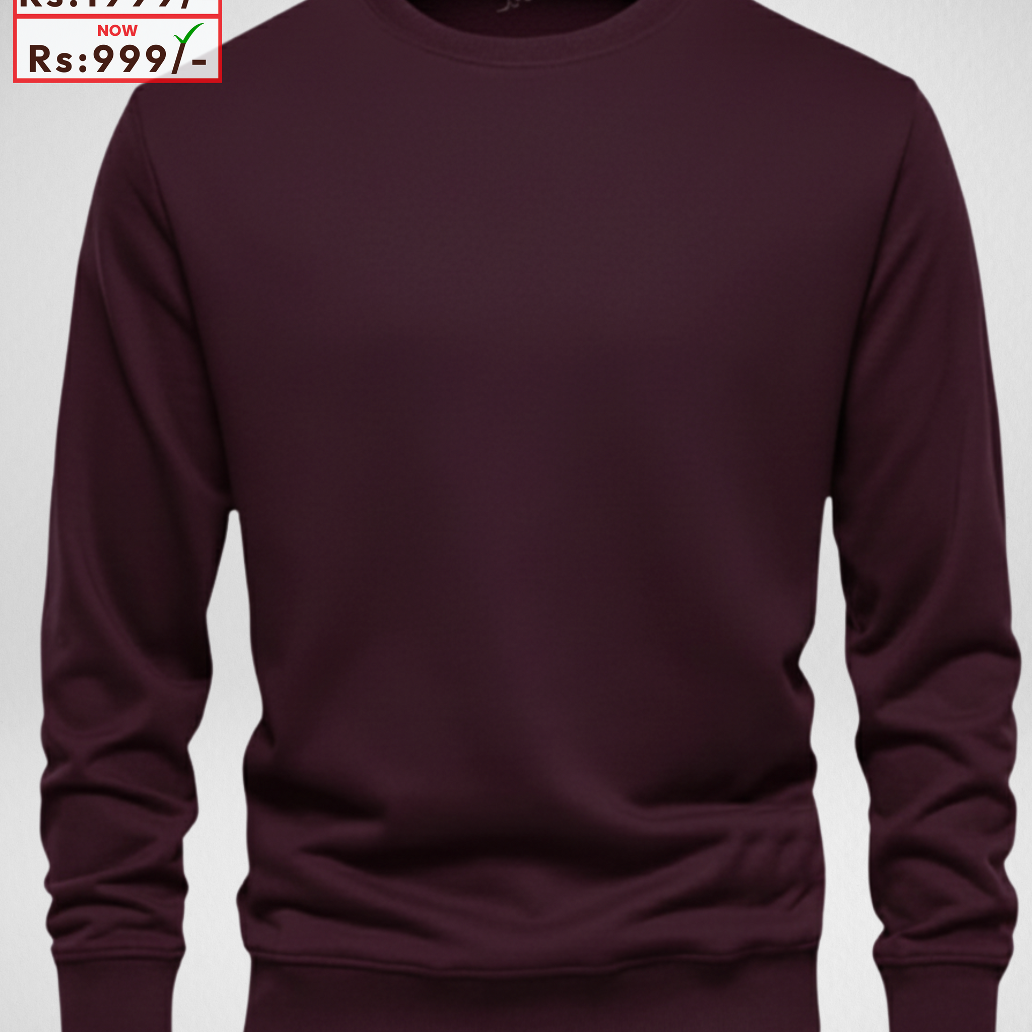 ONLY SMALL SIZE – Dark Maroon Basic Sweatshirt (Code 4088)