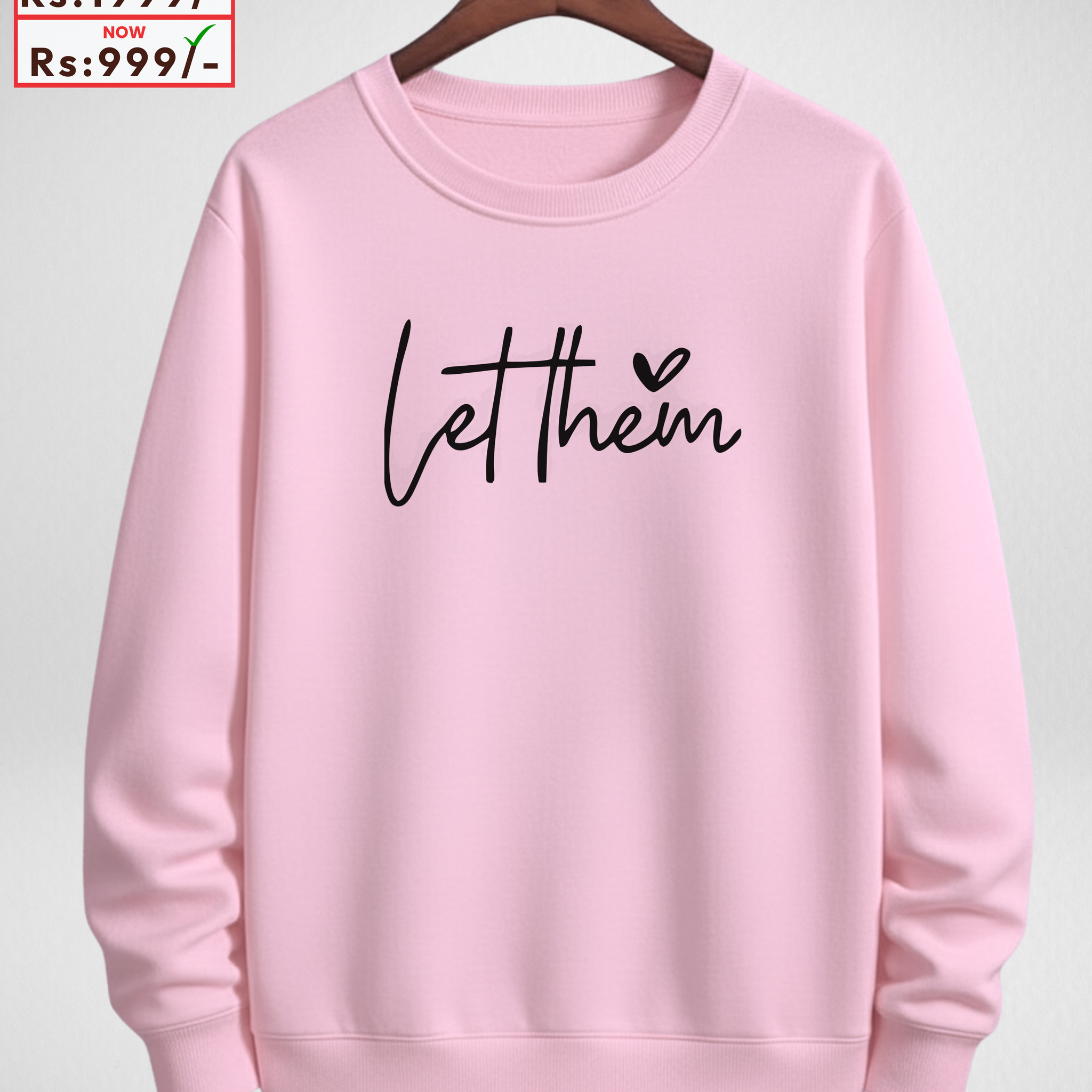Only LARGE Size – Pink Printed Sweatshirt (Code 4117)
