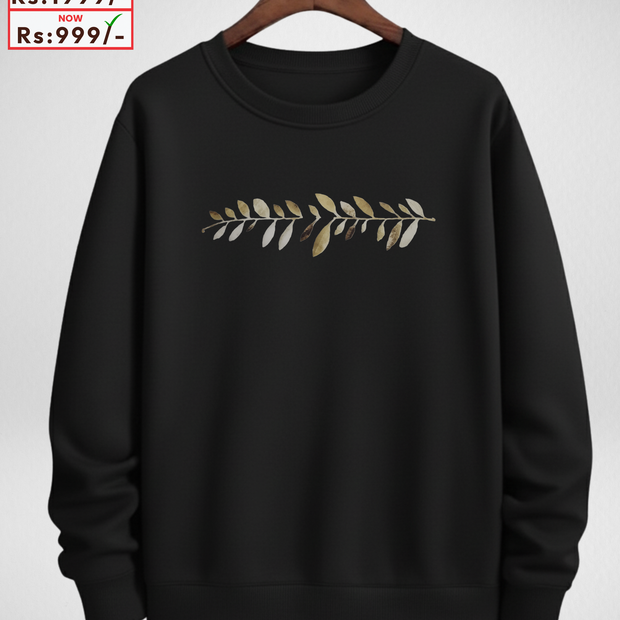 Only XL Size – Black Printed Sweatshirt (Code 4120)
