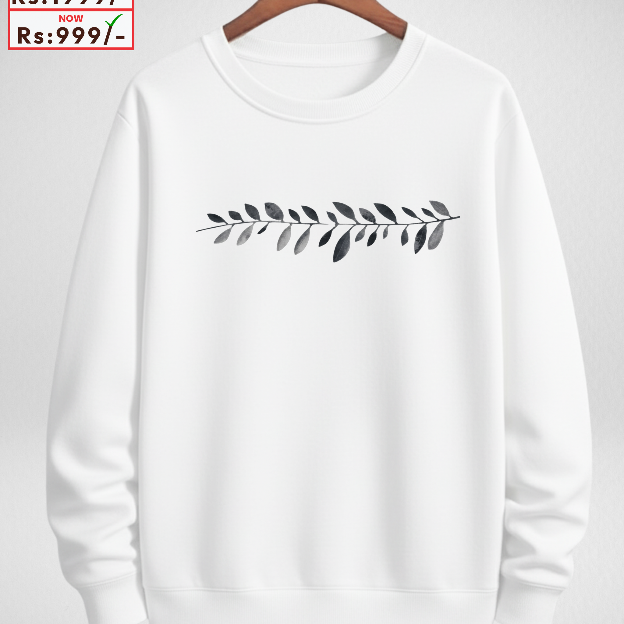Only SMALL Size – White Printed Sweatshirt (Code 4121)