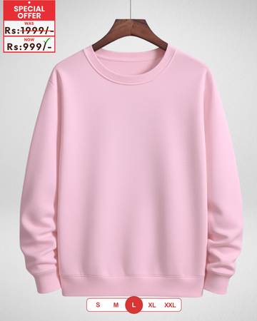 Only LARGE Size – Pink Basic Sweatshirt (Code 4135) (22 Chest x27 Lenght)