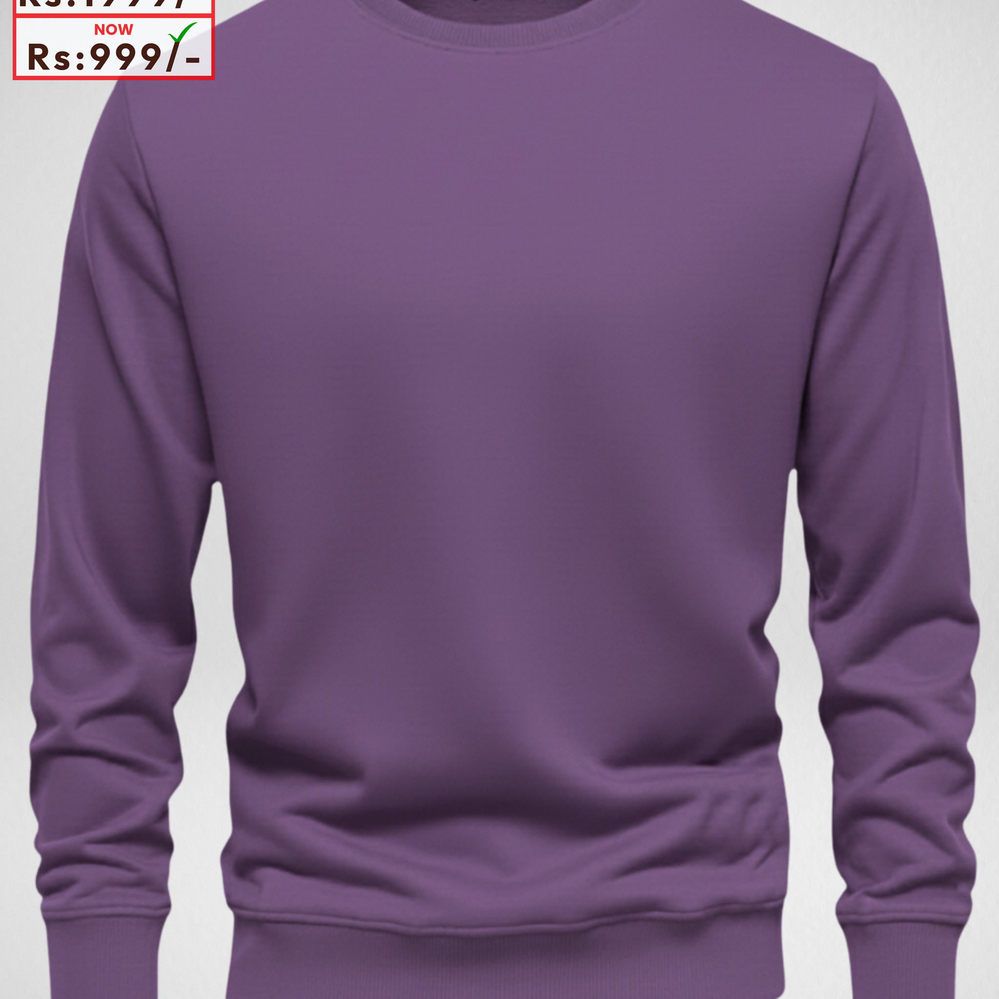 Only MEDIUM Size – Purple Basic Sweatshirt (Code 4136) (20 Chest x 25 Lenght)