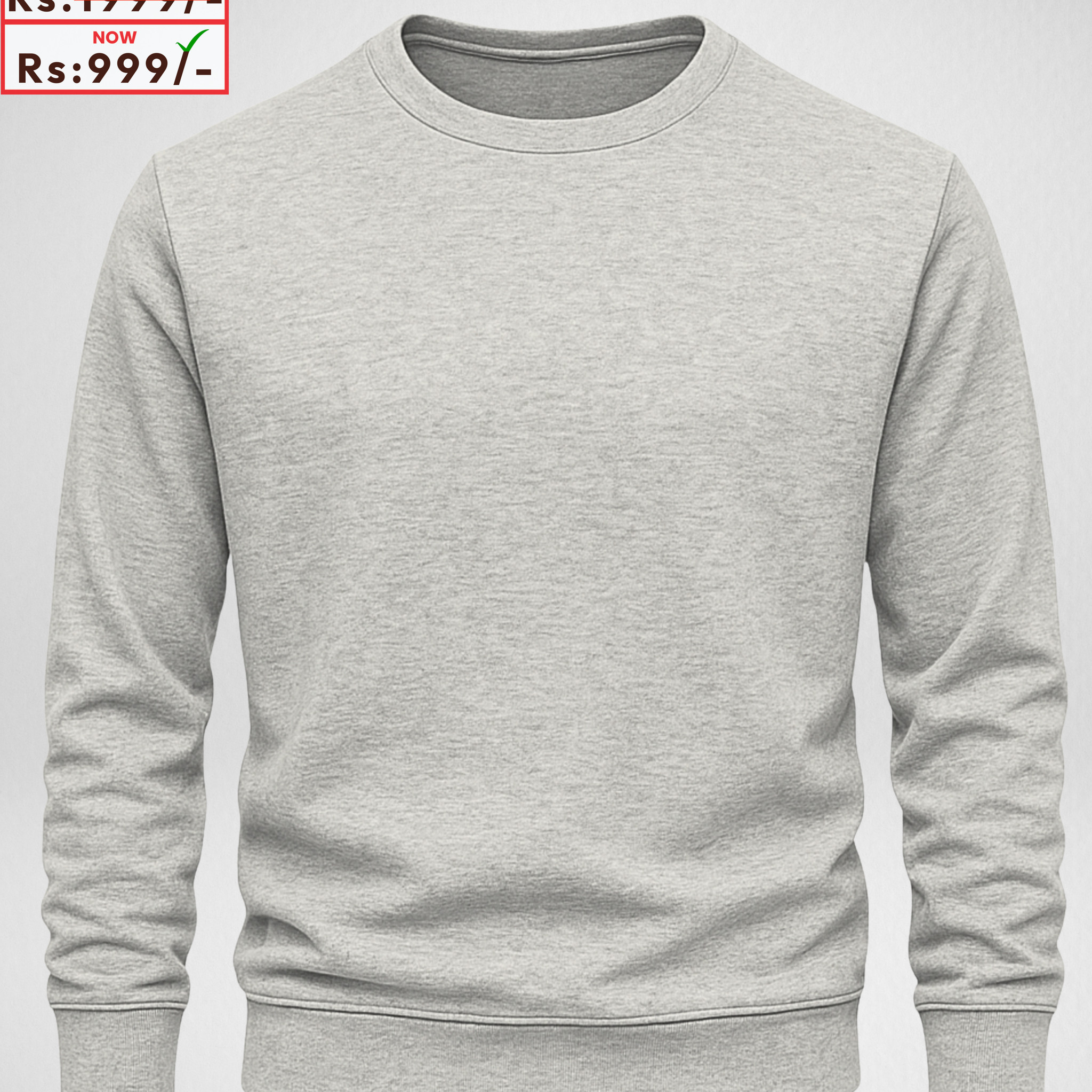 Only MEDIUM Size – Grey Basic Sweatshirt (Code 4138) (20 Chest x 28 Lenght)