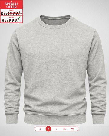 Only MEDIUM Size – Grey Basic Sweatshirt (Code 4138) (20 Chest x 28 Lenght)