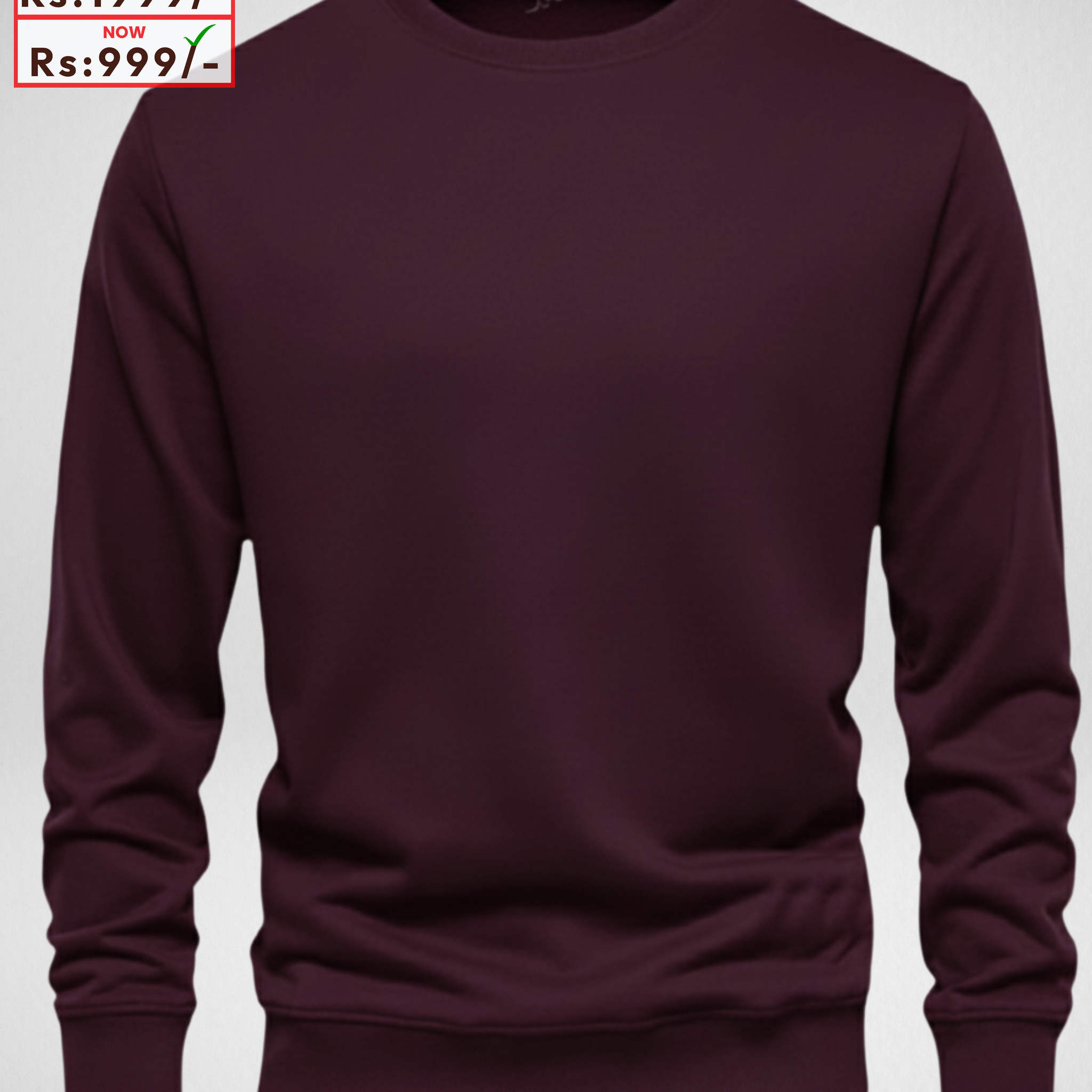 Only MEDIUM Size – Dark Maroon Sweatshirt (Code 4139) (20 Chest x 28 Lenght)