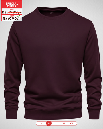 Only MEDIUM Size – Dark Maroon Sweatshirt (Code 4139) (20 Chest x 28 Lenght)