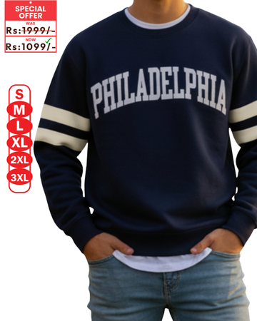 Phildelphia Embroidery Navy Blue Sweatshirt – Warm and Stylish Fleece (Code 4224)