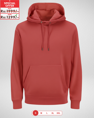 Only Small Size – Brick Red Fleece Hoodie (Code 4230)