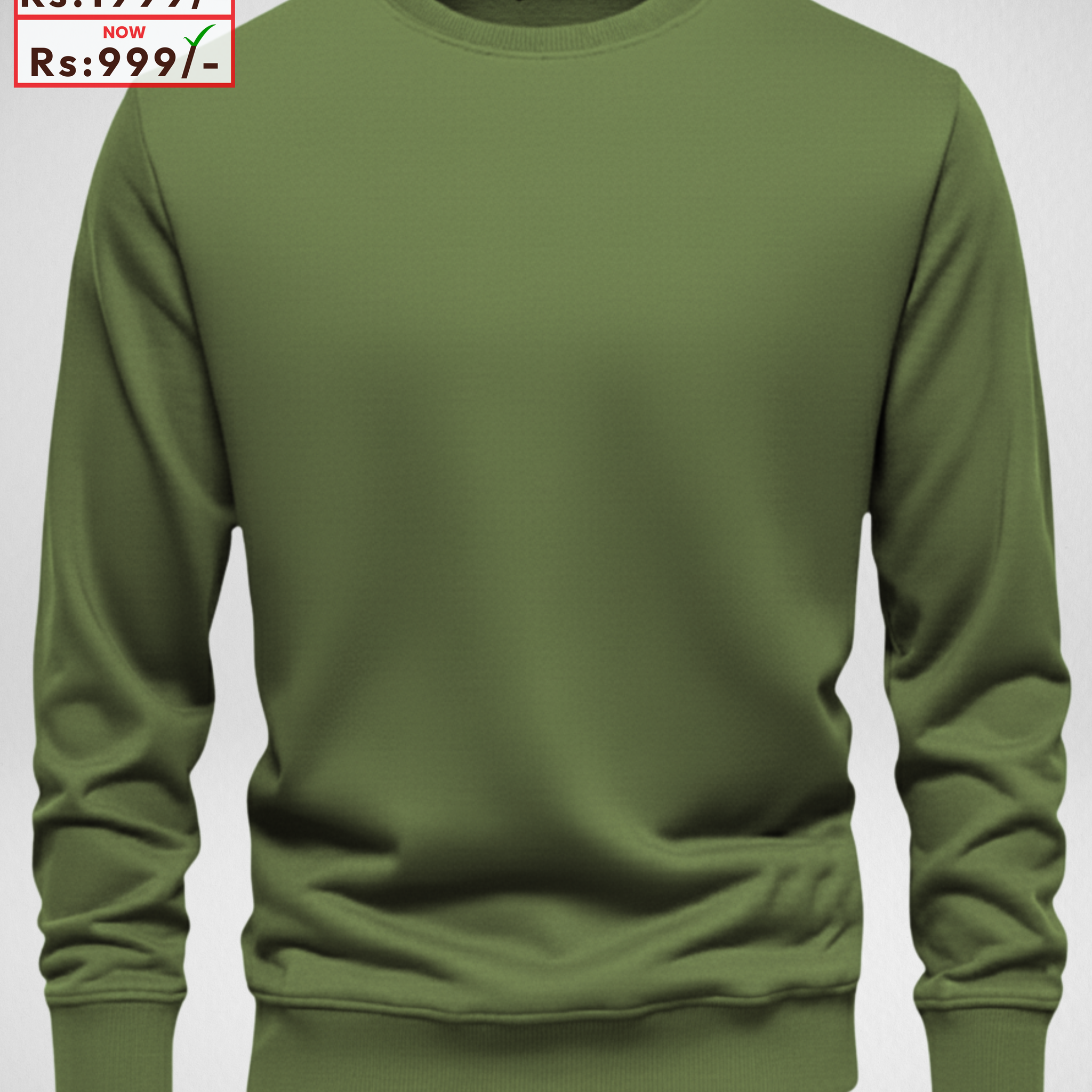 Only 2XL (XXL) & XL Size – Olive Men's Sweatshirt (Code 3854)