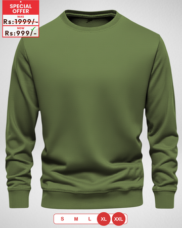 Only 2XL (XXL) & XL Size – Olive Men's Sweatshirt (Code 3854)
