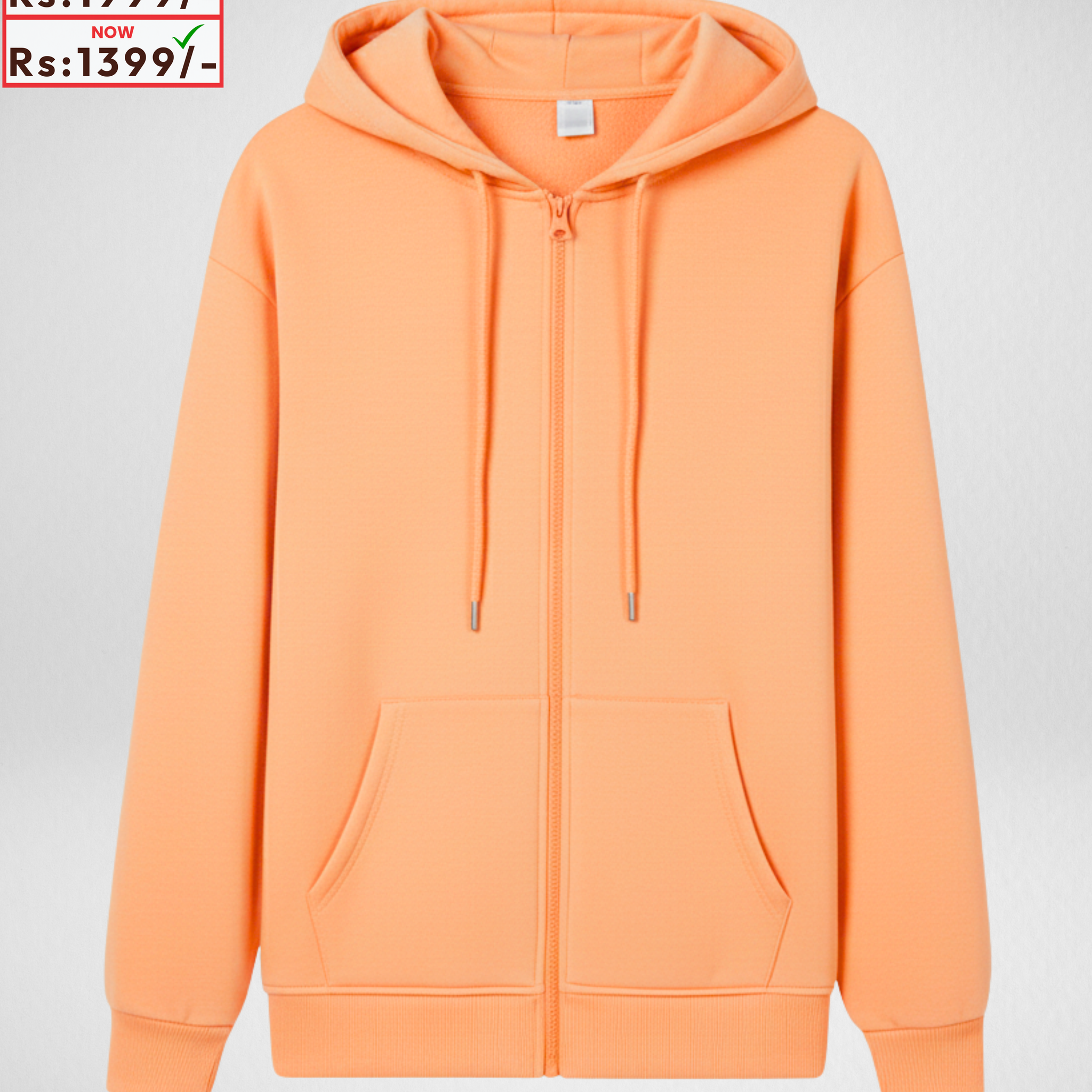 Premium Pastel Orange Zipper Hoodie (Code 4406)