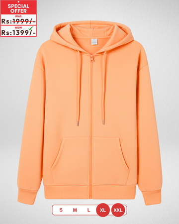 Premium Pastel Orange Zipper Hoodie (Code 4406)