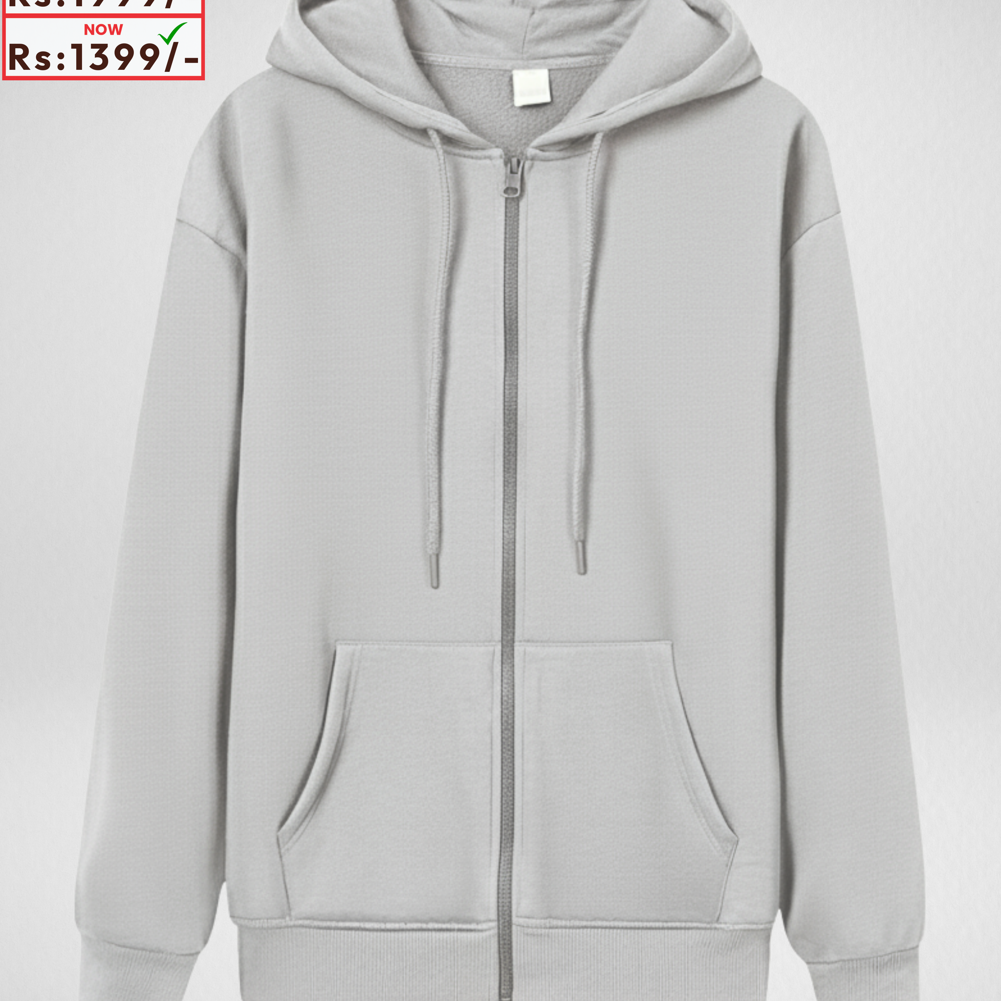 Only SMALL - Premium Grey Zipper Hoodie (Code 3866)