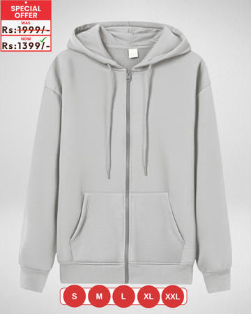 Only SMALL - Premium Grey Zipper Hoodie (Code 3866)